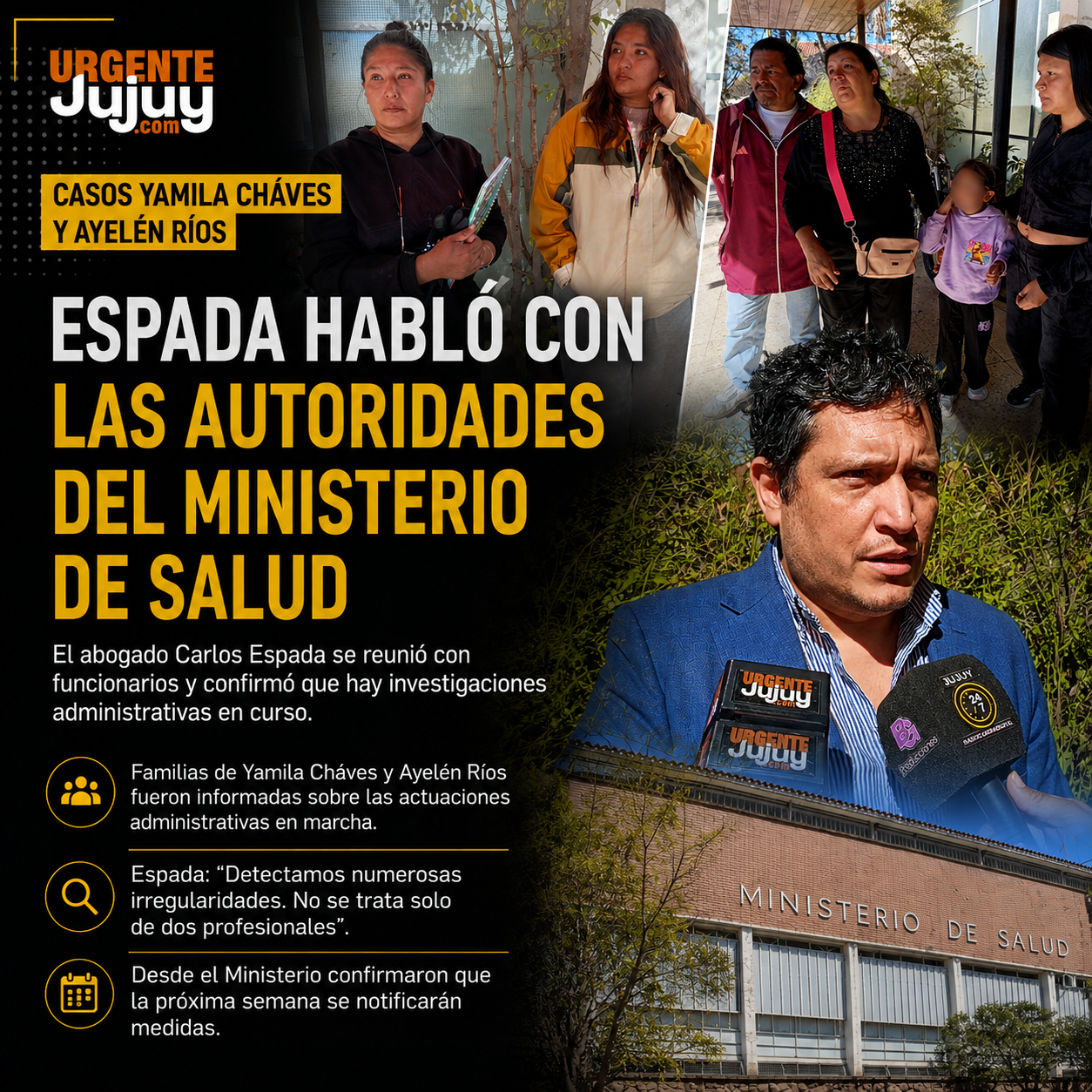 Casos Yamila Cháves y Ayelén Ríos: Espada confirmó que Salud avanza con investigaciones administrativas y sostuvo que las responsabilidades podrían alcanzar a más profesionales